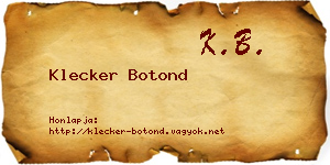 Klecker Botond névjegykártya